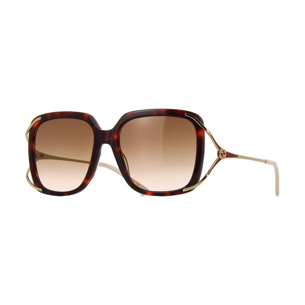 Gucci Sunglasses Butterfly Full Rim, Havana/Gold Frame and Brown Gradient Lens